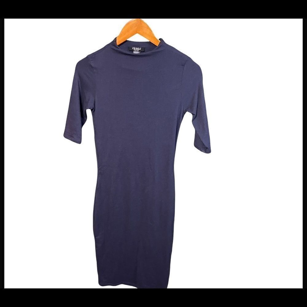 Joe & Elle midi bodycon sexy navy blue dress